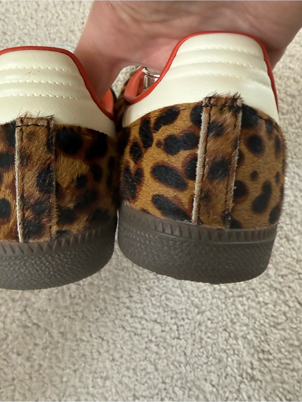 Adidas Samba OG Shoes in Core Black / Preloved Red / Cream White Cheetah Leopard - Picture 3 of 9